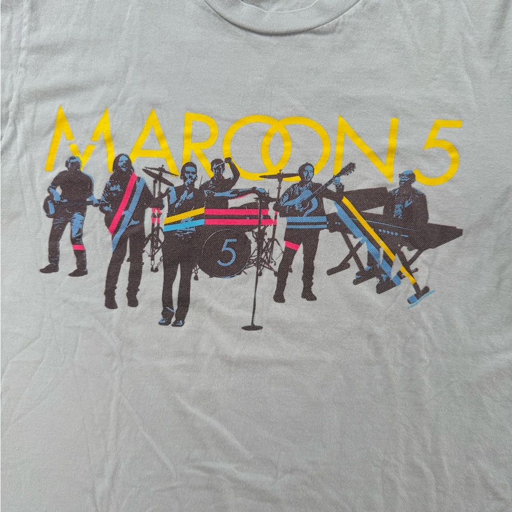 Maroon 5 Concert 2015 World Tour Band T-shirt Gray Unisex Size Medium Corton - Picture 7 of 10